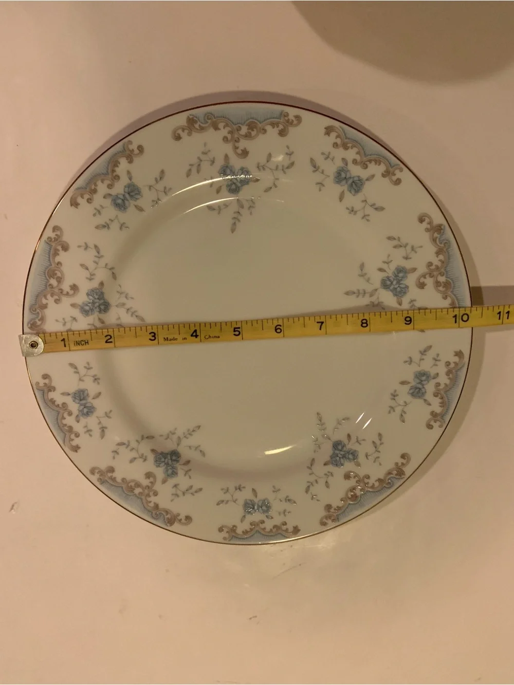 Vintage Imperial China “Seville” Set Of 2 Dinner Plates Blue Gold Trim